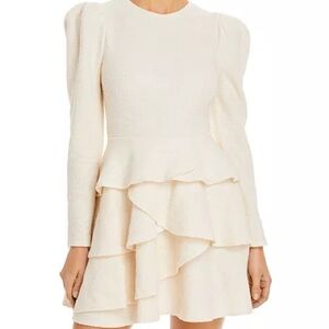 Aqua Puff Sleeve Ruffle Bottom mini dress